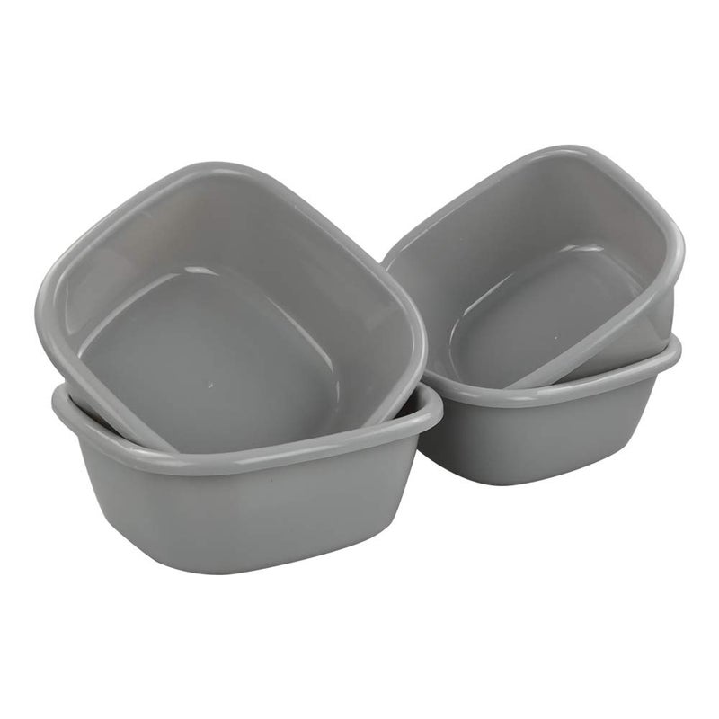 Lesbin 4-Pack 12 Quart Plastic Square Wash Basin, Wash Pan, Gray - Image 5